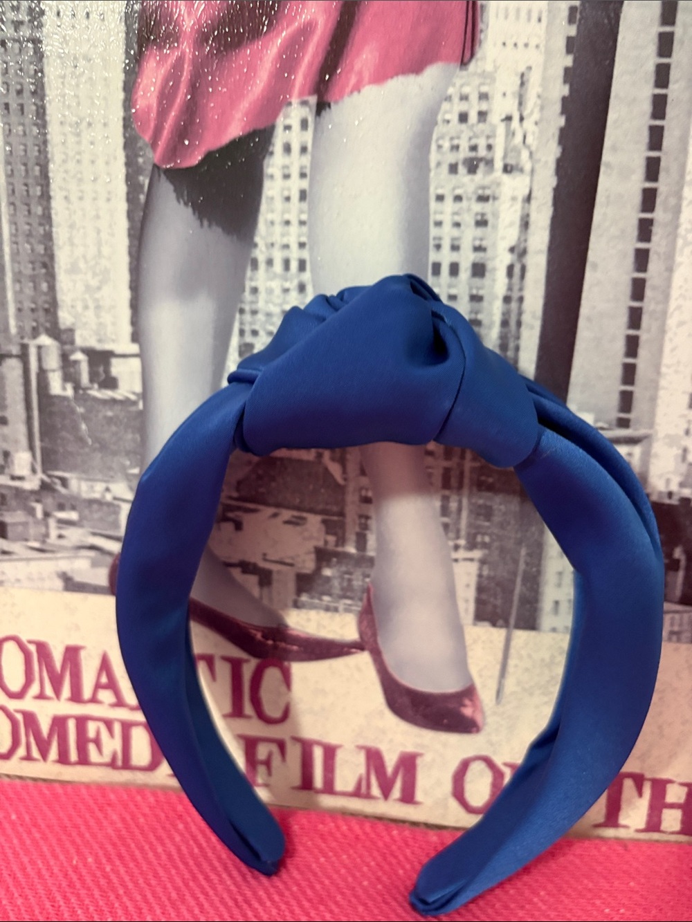 Blue Knotted Satin Headband